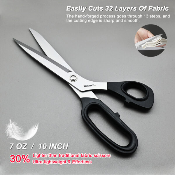 TONMA Sewing Scissors [Made in Japan] 10-Inch Precision Ultra Edge Fabric Scissors, Japanese SG2 Stainless Steel Dressmaker Tailor Shears for Cutting Cloth Denim, Right Handed(TCS-3) - Image 3