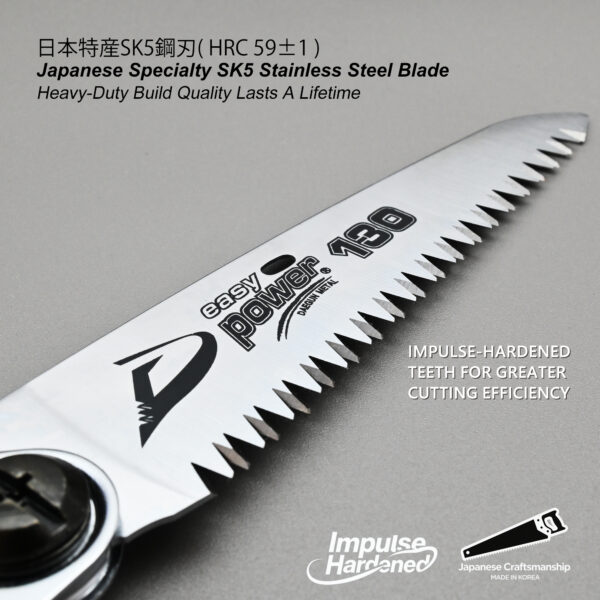 TONMA Professional Folding Saw [Made in Korea] 5 "(130mm) Medium Teeth Small Pocket Pruning Hand Saw for Wood Cutting, Outdoor Camping, Gardening, Japanese Hard Chrome Plating Impulse Hardened Process(TDE-901) - Image 2