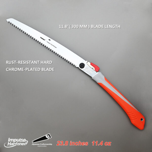 TONMA Professional Folding Saw [Made in Korea] 12" (300mm) Large Teeth Portable Pruning Hand Saw for Wood Cutting, Outdoor Camping, Gardening, Japanese Hard Chrome Plating Impulse Hardened Process(TDE-906) - Image 3