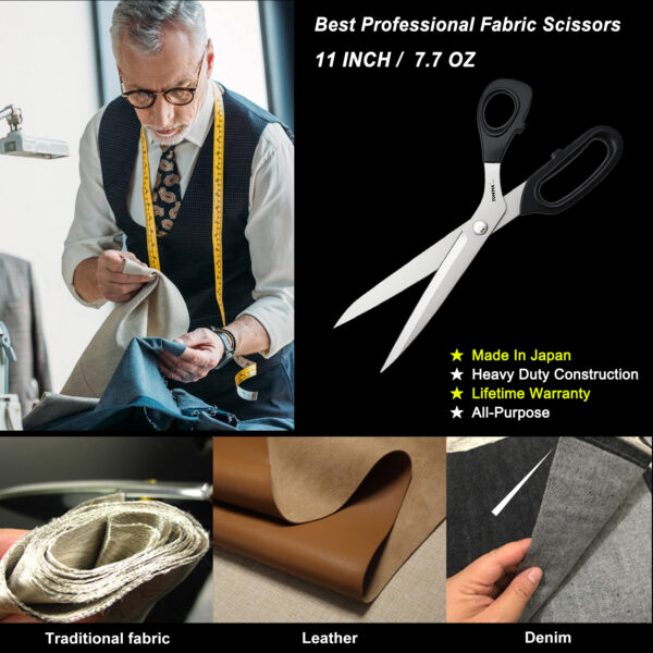 TONMA Tailor's Scissors [Made in Japan] 11-Inch Premium Sharp Knife Edge Fabric Scissors, Japanese SG2 Steel Dressmaker‘s Sewing Shears for Cutting Clothes Fabric Denim Leather, Right Handed(TCS-4) - Image 4