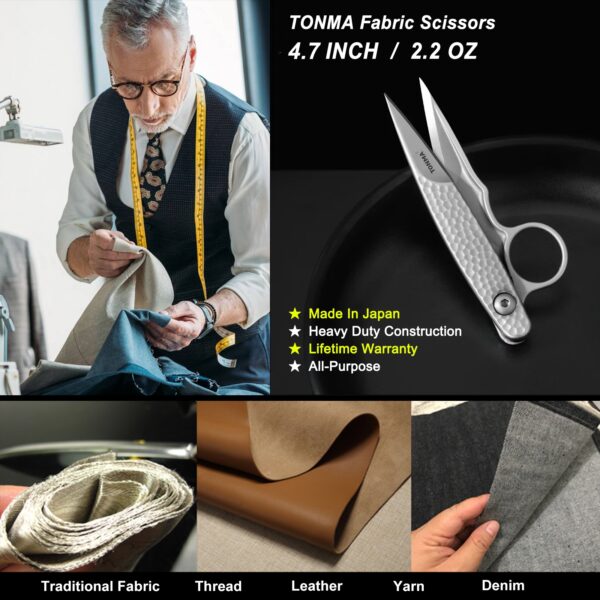 TONMA Professional Thread Snips [Made in Japan] 4.7” Fabric Scissors Thread Nippers for Sewing - Japanese SG-2 Powder Metallurgy Steel Razor Sharp Blade(TTN-1) - Image 5