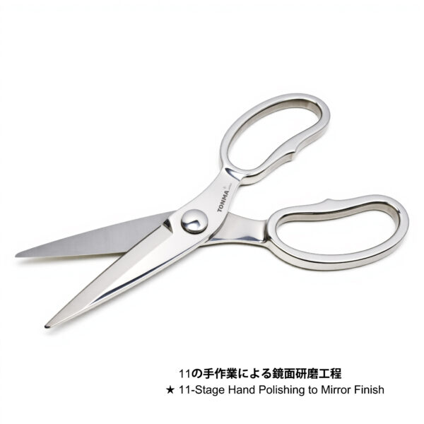 TONMA Kitchen Scissors All Purpose [Made in Japan] Japanese Kitchen Shears with Micro Serrated, Solid Stainless Steel Build Heavy Duty Cooking Scissors for Food, Mirror-Finished, Dishwasher Safe(TK-20) - Image 3