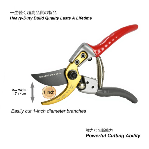TONMA Bypass Pruning Shears [Made in Japan] 8 Inch Heavy Duty Garden Shears for Gardening, Professional Hand Pruners Garden Clippers with Japanese SK4 Steel Blades, Ergonomic Non-Slip Grip(TP-10) - Image 3
