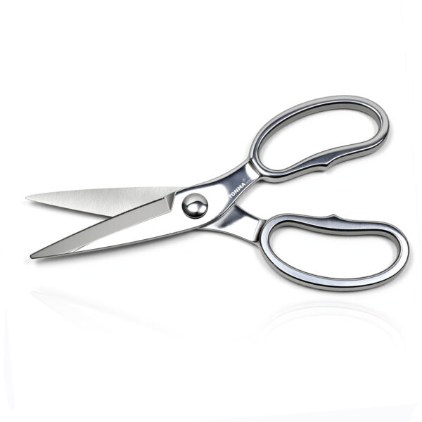 TONMA Kitchen Scissors All Purpose [Made in Japan] Japanese Kitchen Shears with Micro Serrated, Solid Stainless Steel Build Heavy Duty Cooking Scissors for Food, Mirror-Finished, Dishwasher Safe(TK-20)