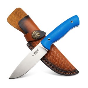 TONMA Fixed Blade Knife with Leather Belt Sheath, Made in Japan, Full Tang | Rock-Solid 4.0 mm Extra-Thick Stainless Steel Blade, Ergonomic G10 Grip, Japanese EDC Knives for Survival, Outdoor Camping（tfk01）