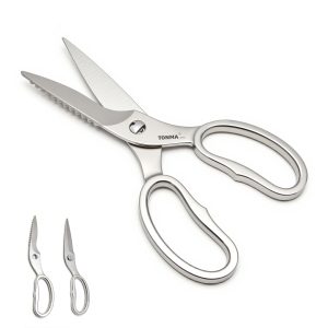 TONMA Detachable Kitchen Scissors, Made in Japan, All-Purpose | Micro-Serrated Blades, Japanese Stainless Steel Heavy Duty Kitchen Shears for Food & Cooking, Mirror Finish, Dishwasher Safe（ TK-25）